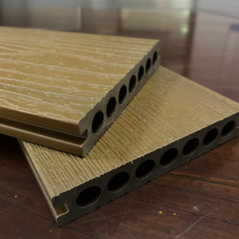 Second Generation WPC Flooring Double Extrusion Seven Holes Embossed Click Outdoor Use